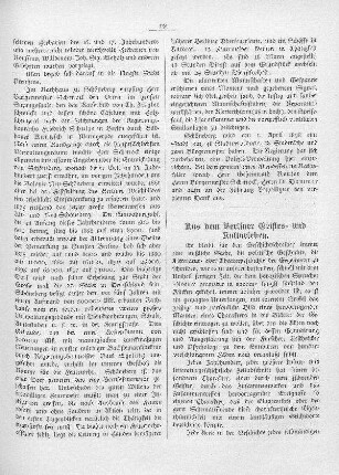 Aus dem Berliner Geistes- und Kulturleben