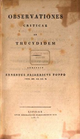 Observationes criticae in Thucydidem