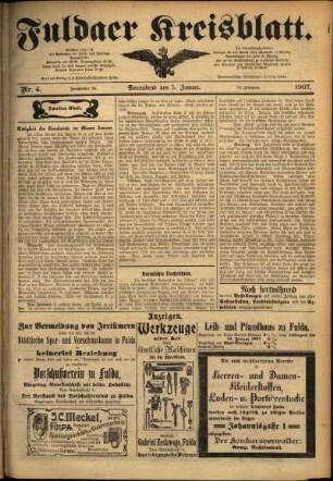 Zweite Ausgabe vom Samstag, den 05. Januar 1907.