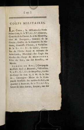 165-185, Córps Militaires.