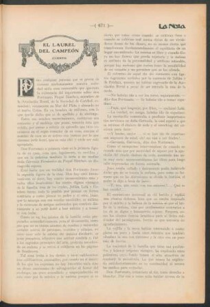 El Laurel del Campeón : (Cuento)