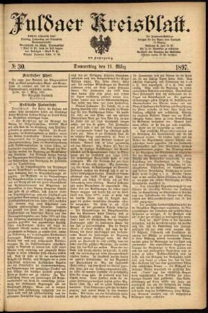 Erste Ausgabe vom Donnerstag, den 11. März 1897.