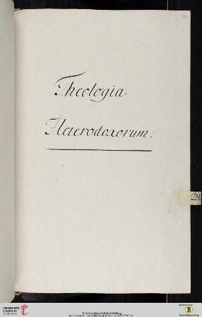 Einleitung zum fünften Titulus (der Classis III Theologica): Theologia Heterodoxorum