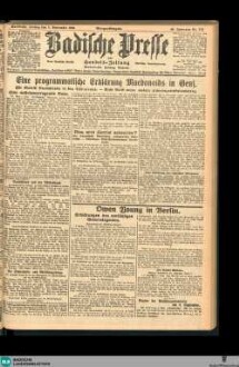 Badische Presse : Generalanzeiger der Residenz Karlsruhe und des Großherzogtums Baden, Morgenausgabe