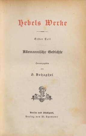 Hebels Werke, 1. Allemannische Gedichte
