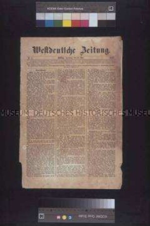Zeitung: Westdeutsche Zeitung, Nr. 2; Köln, 26. Mai 1849