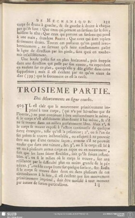 Troisieme Partie. Des Mouvements en ligne courbe