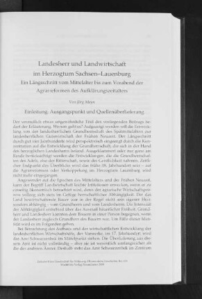 Landesherr und Landwirtschaft im Herzogtum Sachsen-Lauenburg : Ein Längsschnitt vom Mittelalter bis zum Vorabend der Agrarreformen des Aufklärungszeitalters