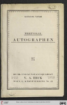 Nr. 33: Katalog: Wertvolle Autographen