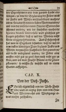 Cap. X. Von der Vieh-Zucht