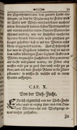 Cap. X. Von der Vieh-Zucht