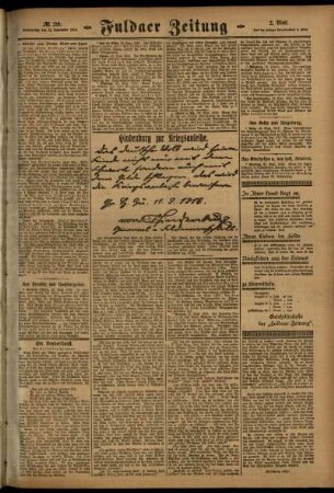 Zweite Ausgabe vom Donnerstag, den 21. September 1916.