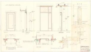 Döllgast, Hans; München; Alte Pinakothek, Wiederaufbau - Innentüren (Schnitte; Details; Grundrisse)