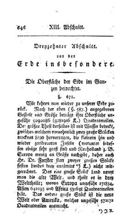 Die Oberfläche der Erde im Ganzen betrachtet