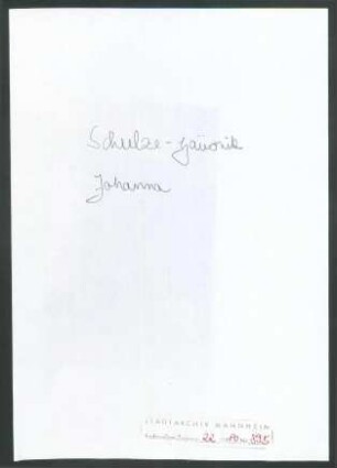 Schulze-Gaevernitz, Johanna, Freiburg, an Wichert
