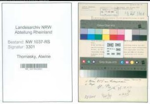 Entnazifizierung Alwine Thomasky , geb. 00.00.0000 (Lehrerin)