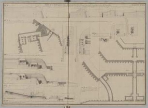 Festungsbau, idealtypische Entwürfe, Bastionärbefestigung, Grundrisse, Schnitte und Ansichten