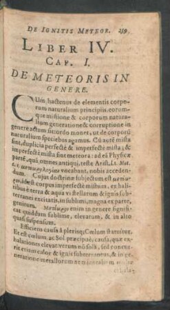 Cap. I. De Meteoris In Genere