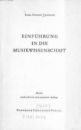 Einführung in die Musikwissenschaft
