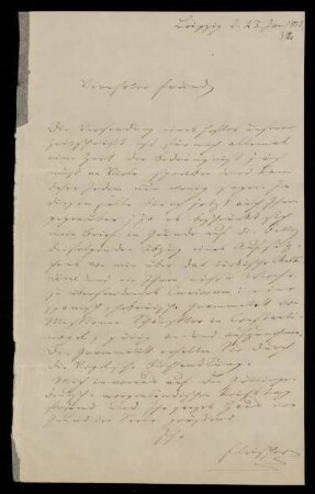 Brief von Heinrich Leberecht Fleischer an Heinrich Ewald. Leipzig, 23.1.1852
