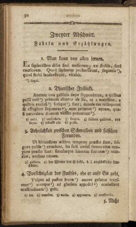Zweyter Abschnitt. Fabeln und Erzählungen.
