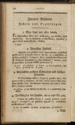 Zweyter Abschnitt. Fabeln und Erzählungen.