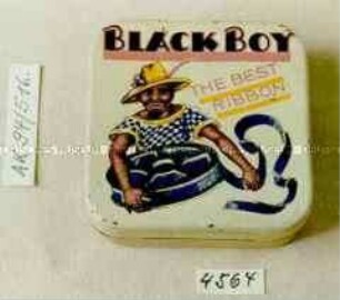 Blechdose für Schreibmaschinenfarbband? "BLACK BOY THE BEST RIBBON"