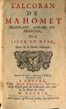 L' Alcoran de Mahomet