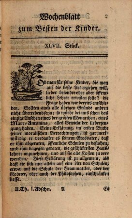 Wochenblatt zum Besten der Kinder, 2,1. 1761