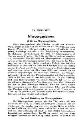 XV. Abschnitt. Mikroorganismen.