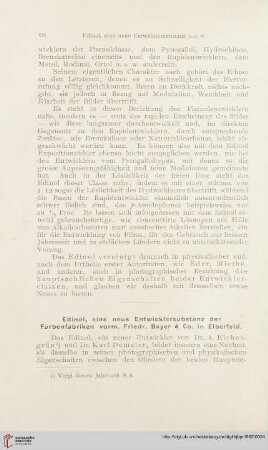 16: Edinol, eine neue Entwicklersubstanz der Farbenfabriken vorm. Friedr. Bayer & Co. in Elberfeld
