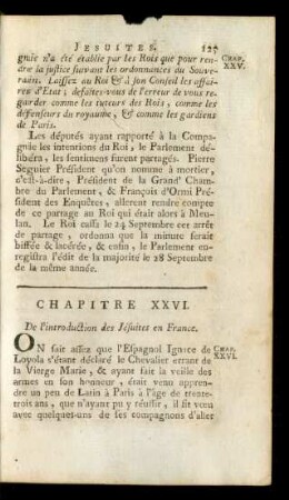 Chapitre XXVI. De l'introduction des Jésuites en France.