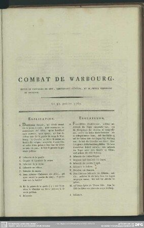 Combat De Warbourg, Entre Le Chevalier De Muy, Lieutenant-Général, Et Le Prince Ferdinand De Brunswic. Le 31. Juillet 1760
