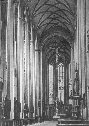 Landshut, St. Martin, Inneres, Mittelschiff nach OStethaimer, Hans (Hans von Burghausen)