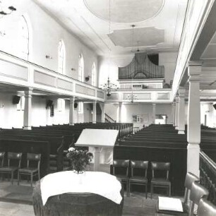 Colditz. Stadtkirche St. Ägidien (1. H. 15. Jh, 16. Jh. Westturm). Inneres nach Südwest zur Orgel von A. Schmeisser (1931)