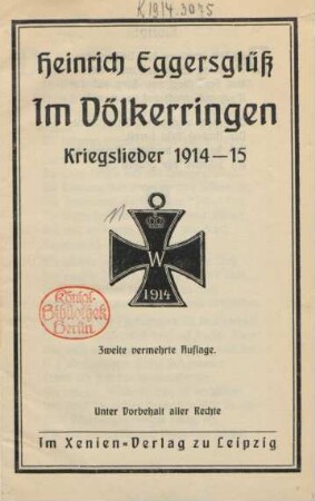 Im Völkerringen : Kriegslieder 1914-15