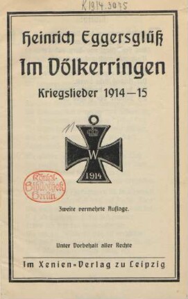 Im Völkerringen : Kriegslieder 1914-15