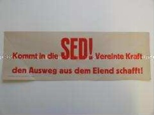 Maueranschlag mit einer Propaganda-Losung der SED zur Mitgliederwerbung