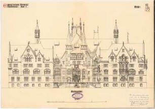 Provinzial-Ständehaus Schinkelwettbewerb 1897: Fassade von W. Ansicht 1:200
