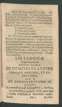Sectio Prima. De Demonstratione Eiusque Speciebus, Et Effectibus.