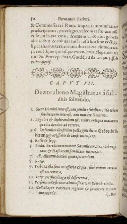Caput VII. De ære alieno Magistratus a subditis solvendo.