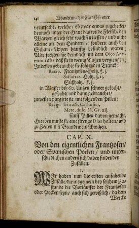 Cap. X. Von den eigentlichen Frontzosen, oder Spanischen Pocken