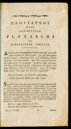 Plutarchi De Garrulitate Libellus