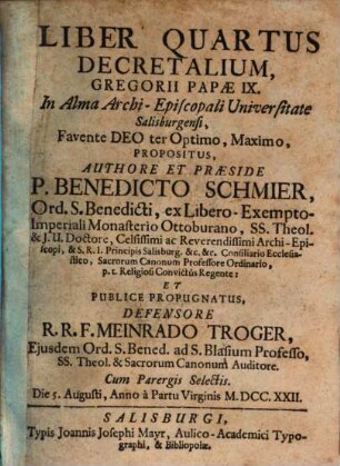 Liber quartus Decretalium Gregorii Papae IX.