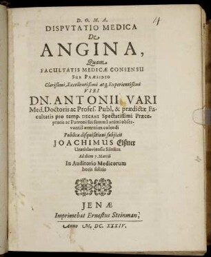 Disputatio Medica De Angina