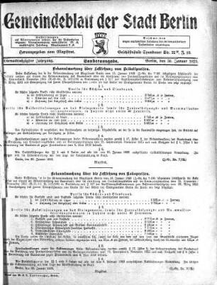 Sonderausgabe, 30. Januar 1923