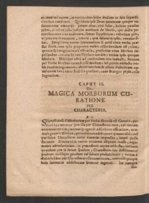 Caput II. De Magica Morborum Curatione Per Characteres.