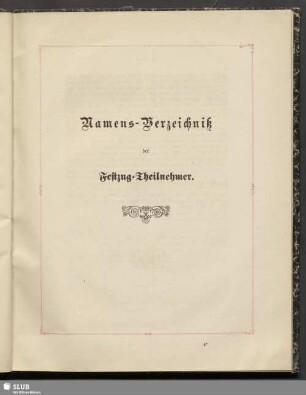 Namens-Verzeichniß der Festzug-Theilnehmer