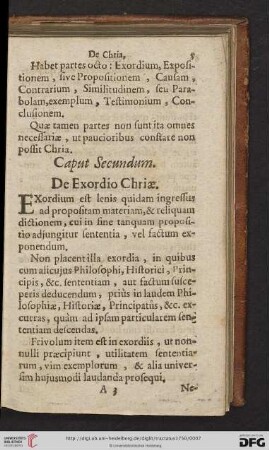 Caput Secundum: De Exordio Chriae