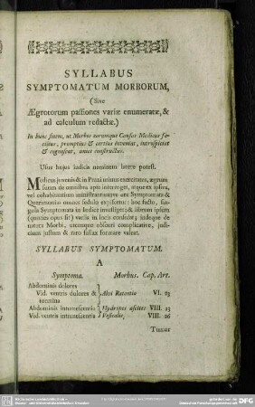 Syllabus Symptomatum Morburum